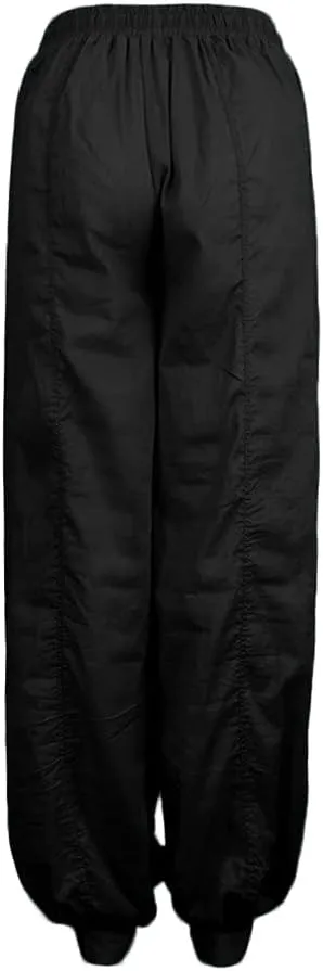 Womens Linen Summer Y2K Streetwear Pant Trousers Elastic Waist Stretchy Loose Fit Pants Vacation
