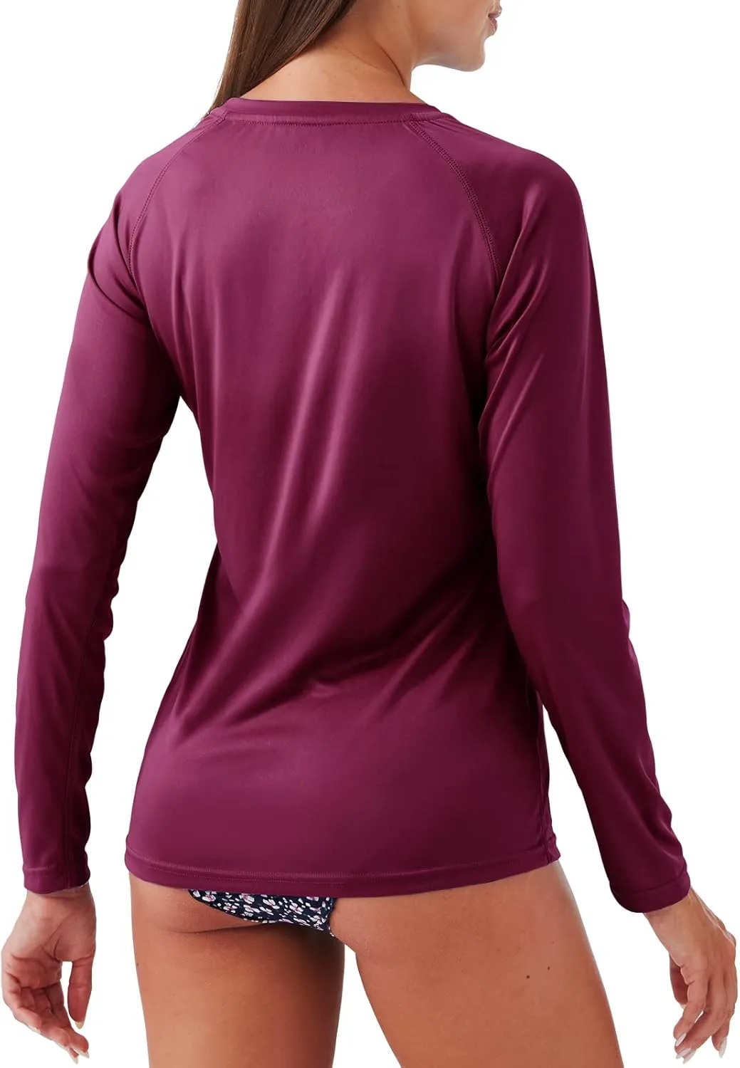 Women's Long Short Sleeve Rash Guard Swim Shirt
