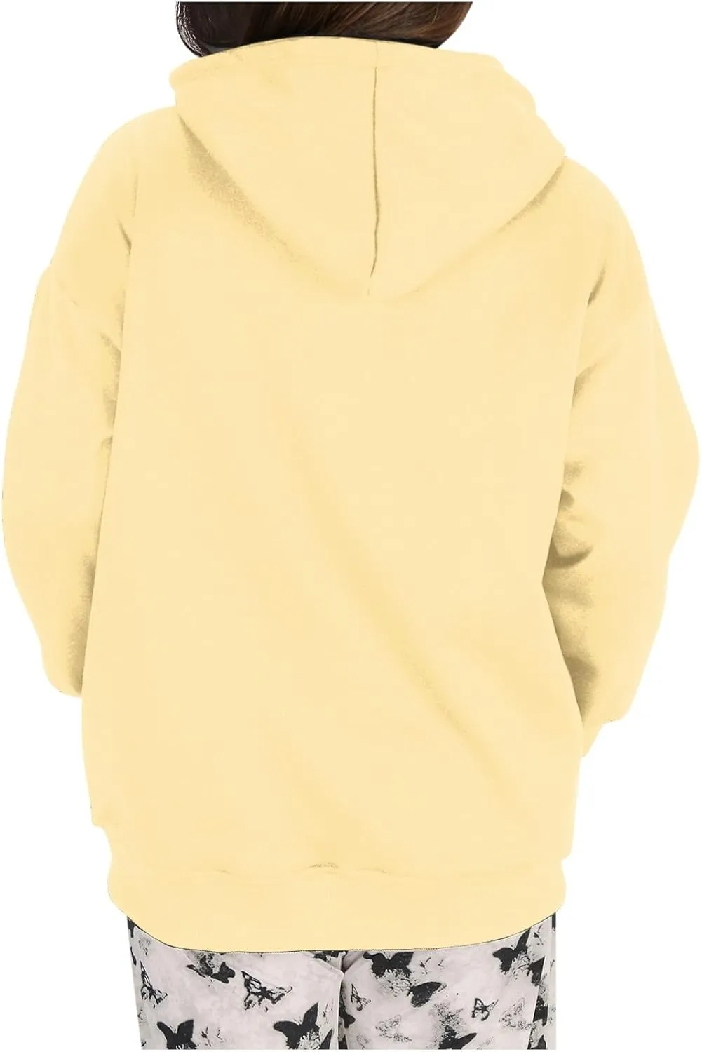 Women's Oversized Hoodies 2024 Solid Color Casual Long Sleeve Sweatshirt Trendy Pullover Tops with Pocket Fall Winter