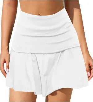 Women's Plain Pleated Skirt Women's Sports Waistband Skirt A Line Leopard Midi Skirt