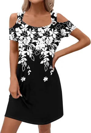 Women's Summer Casual Trendy Sleeveless Halter Striped Polka Dot Floral Print Midi Dress 2025 with Pockets, S-3XL