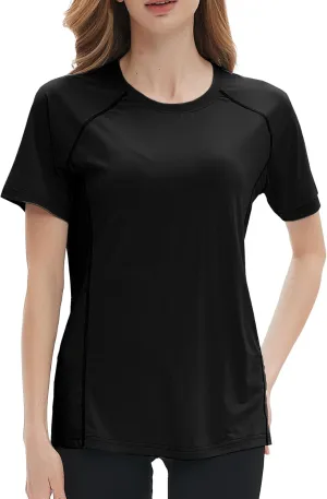 Women's Swim Shirt Short Sleeve UPF 50  UV Protection Quick Dry Athletic Yoga Workout Shirts Running Gym Tee Top