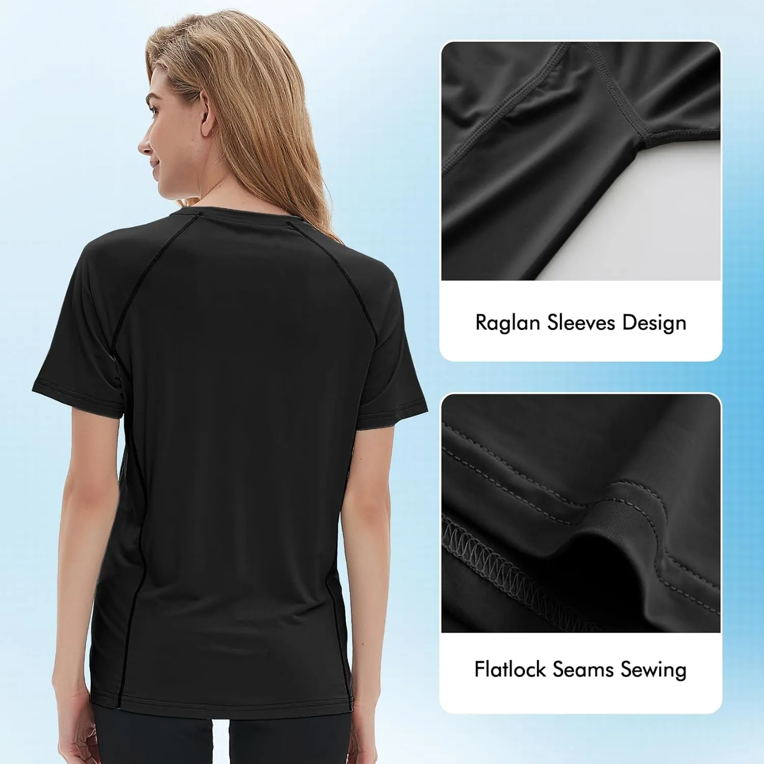 Women's Swim Shirt Short Sleeve UPF 50  UV Protection Quick Dry Athletic Yoga Workout Shirts Running Gym Tee Top
