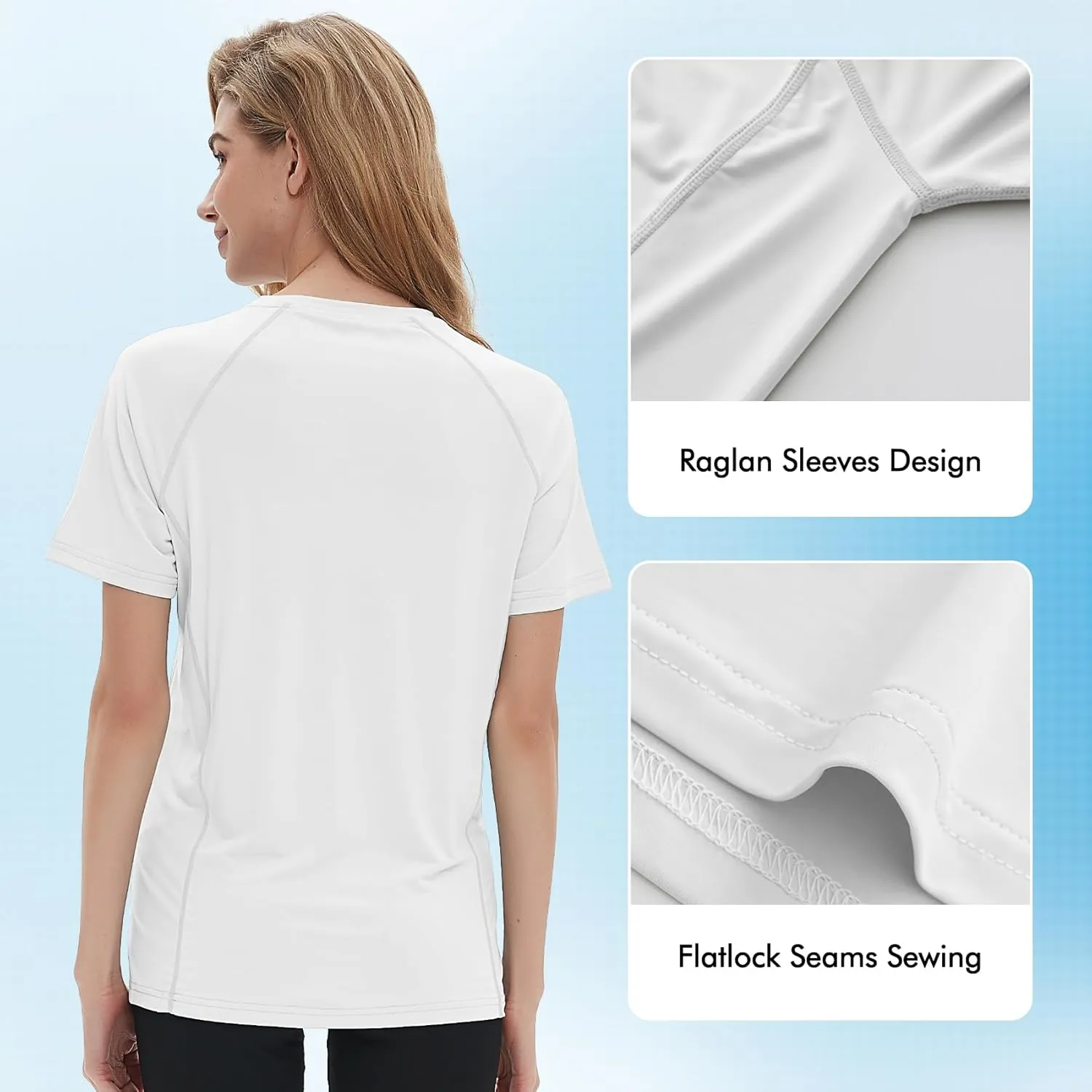 Women's Swim Shirt Short Sleeve UPF 50  UV Protection Quick Dry Athletic Yoga Workout Shirts Running Gym Tee Top