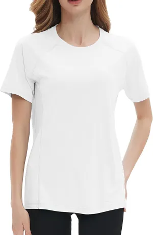 Women's Swim Shirt Short Sleeve UPF 50  UV Protection Quick Dry Athletic Yoga Workout Shirts Running Gym Tee Top