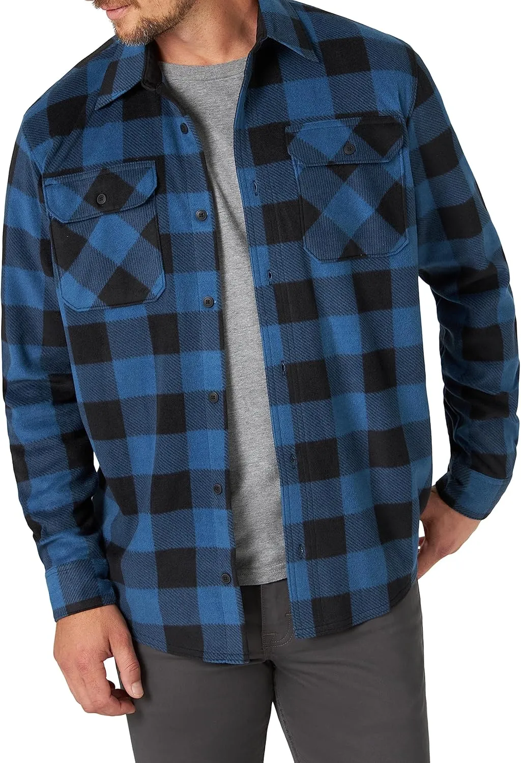 Wrangler Authentics Men's Long Sleeve Heavyweight Fleece Shirt