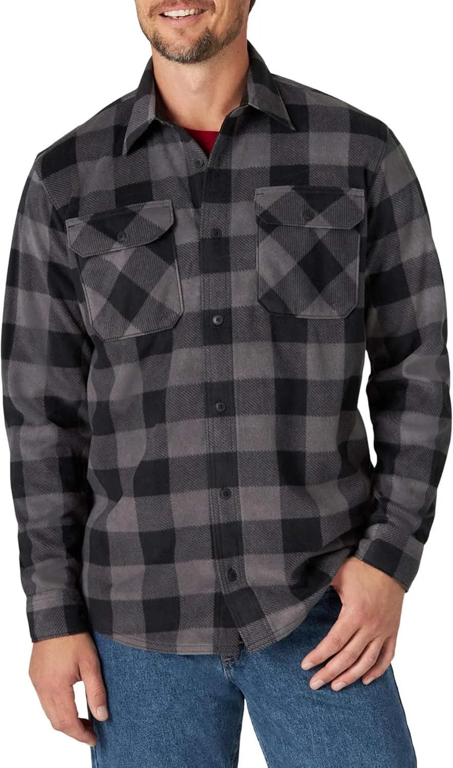 Wrangler Authentics Men's Long Sleeve Heavyweight Fleece Shirt