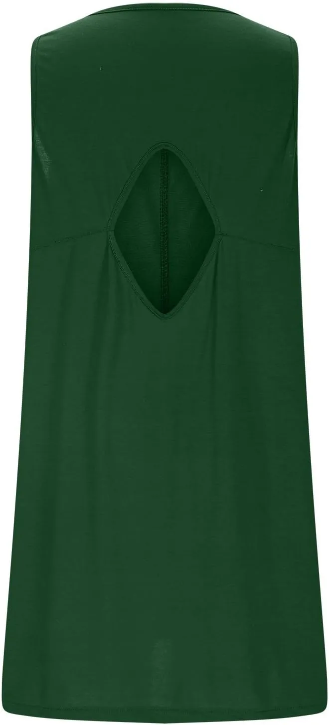 Xiaojmake Womens Summer Dress Casual Swing T Shirt Dresses Cutout Back Tank Sundress Beach Cover up Swimwear Loose Mini Dress