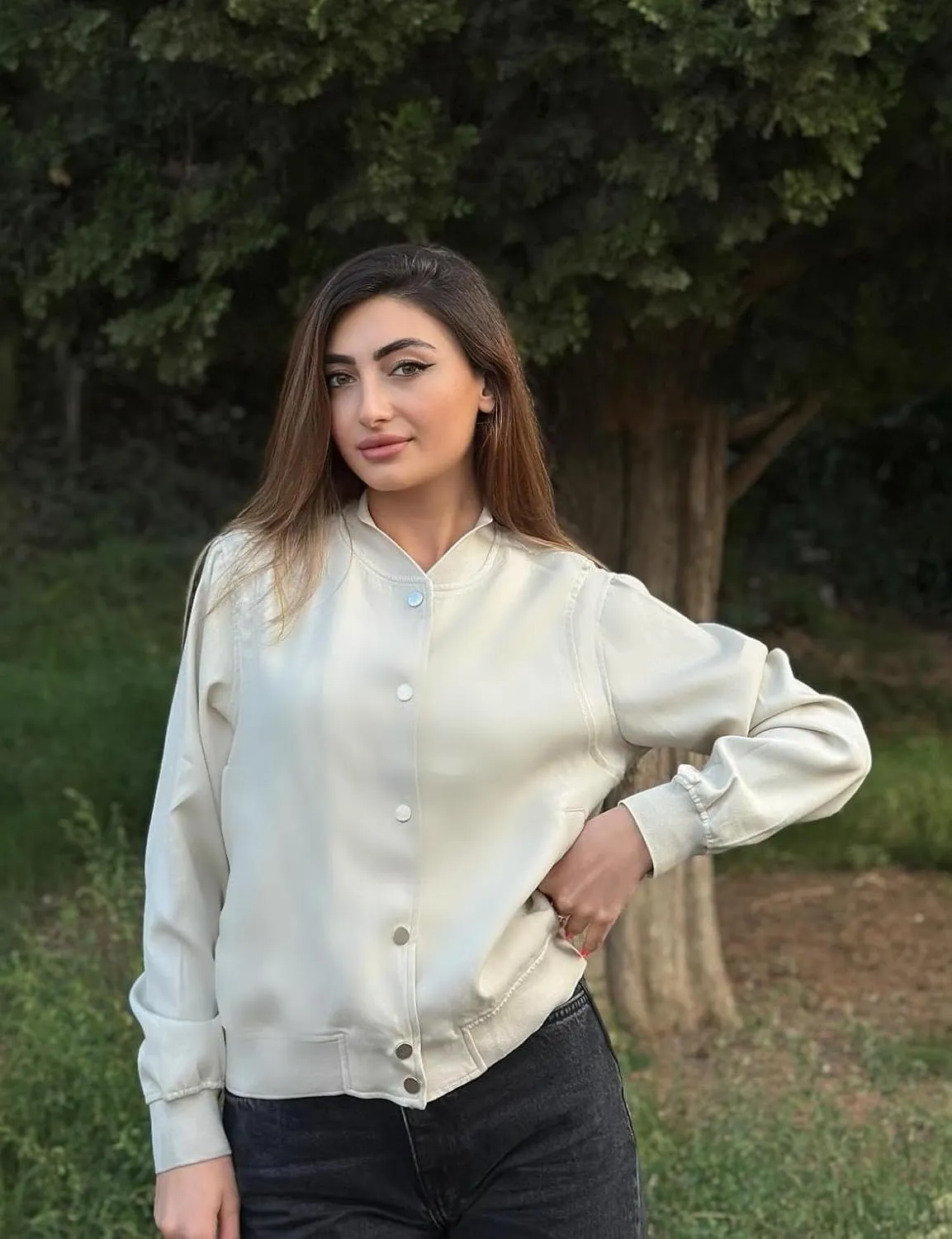 Zeagoo Bomber Jacket Women Varsity Casual Button Down Lightweight Spring Short Outwear with Pockets