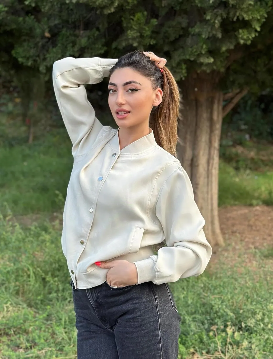 Zeagoo Bomber Jacket Women Varsity Casual Button Down Lightweight Spring Short Outwear with Pockets